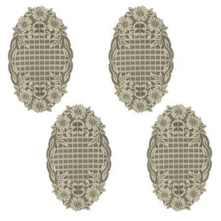 Heritage Lace 11 x 18 in. Floral Trellis Doilies, Linen - Set of 4 FT-1118L-S